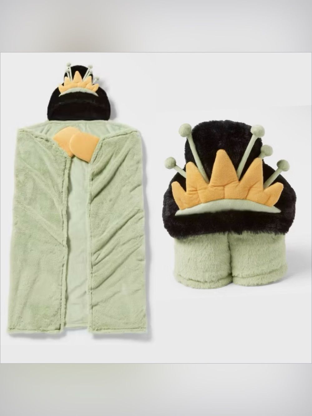 Disney Princess & the Frog Tiana Hooded Blanket Pillowfort Kids Green Plush  nwt
